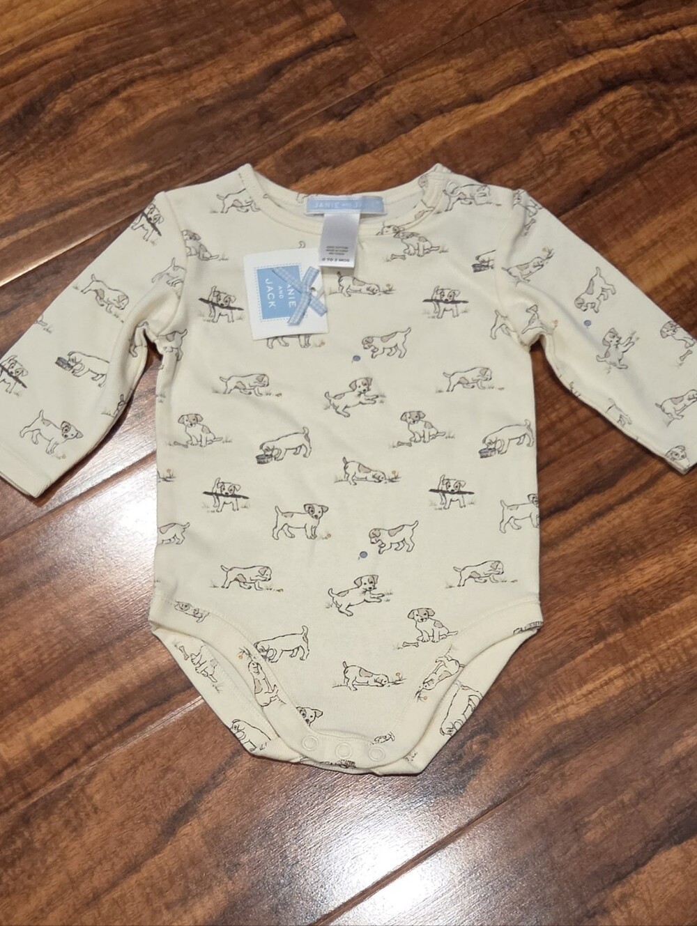 Janie and Jack NWT 0-3 Months Cream Bodysuit w/ Dog Print